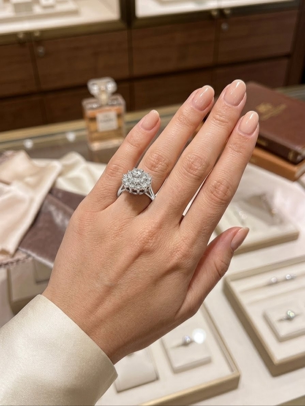 Vintage 925 Sterling Silver 5A High-Dispersion Starburst Cocktail Ring Rhodium - Picture 3 of 7